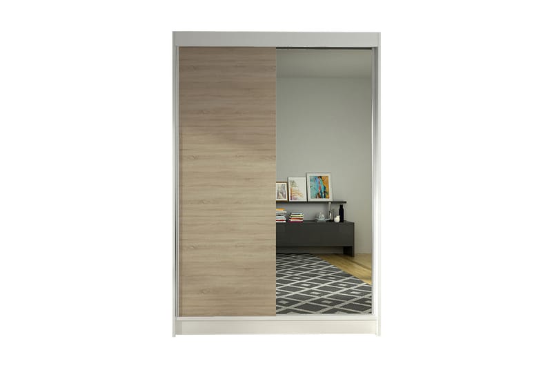 Garderobe Lino LED-belysning - Hvit/Eik - Oppbevaring - Klesoppbevaring - Garderober & garderobesystem