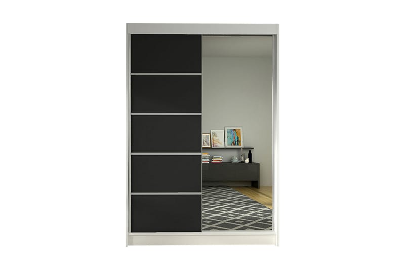 Garderobe Lino LED-belysning - Hvit/Svart - Oppbevaring - Klesoppbevaring - Garderober & garderobesystem