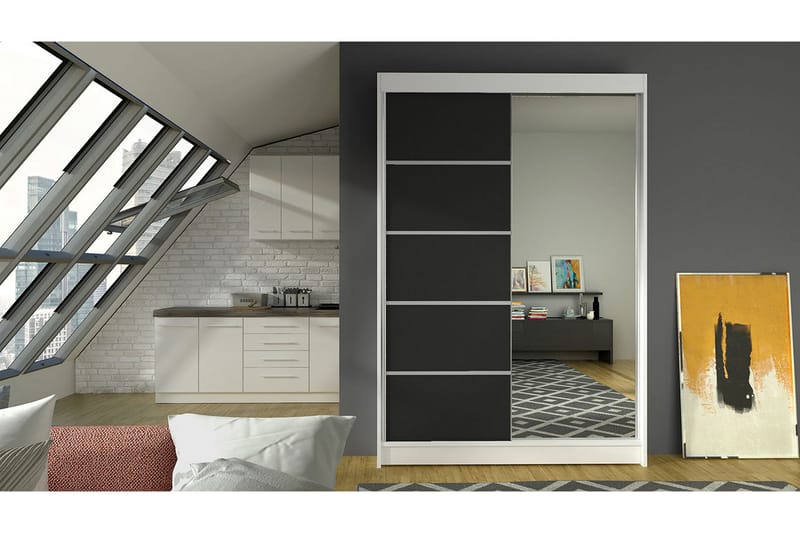 Garderobe Lino LED-belysning - Hvit/Svart - Oppbevaring - Klesoppbevaring - Garderober & garderobesystem