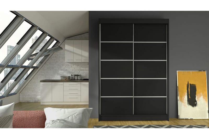 Garderobe Lino LED-belysning - Svart - Oppbevaring - Klesoppbevaring - Garderober & garderobesystem - Garderobeskap & klesskap