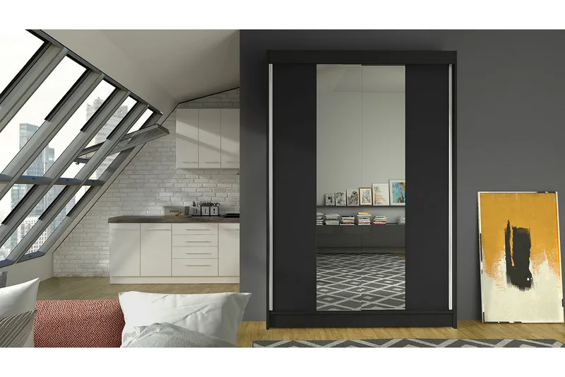 Garderobe Lino LED-belysning - Svart - Oppbevaring - Klesoppbevaring - Garderober & garderobesystem