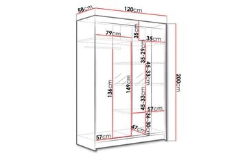 Garderobe Lino LED-belysning - Svart - Oppbevaring - Klesoppbevaring - Garderober & garderobesystem