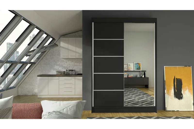 Garderobe Lino LED-belysning - Svart - Oppbevaring - Klesoppbevaring - Garderober & garderobesystem