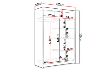 Garderobe Lino LED-belysning - Svart/Hvit - Oppbevaring - Klesoppbevaring - Garderober & garderobesystem