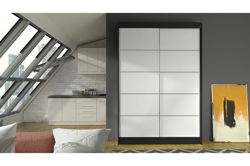 Garderobe Lino LED-belysning - Svart/Hvit - Oppbevaring - Klesoppbevaring - Garderober & garderobesystem