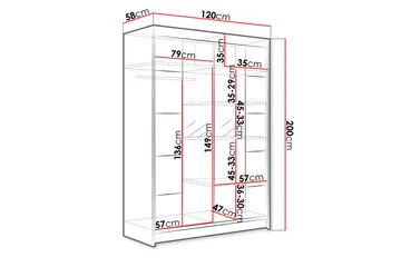 Garderobe Lino LED-belysning - Svart/Hvit - Oppbevaring - Klesoppbevaring - Garderober & garderobesystem