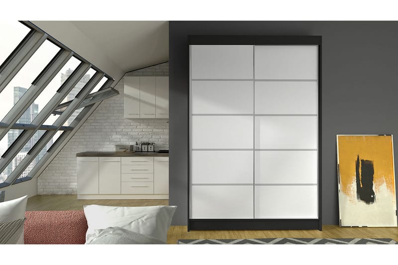 Garderobe Lino LED-belysning - Svart/Hvit - Oppbevaring - Klesoppbevaring - Garderober & garderobesystem - Garderobeskap & klesskap