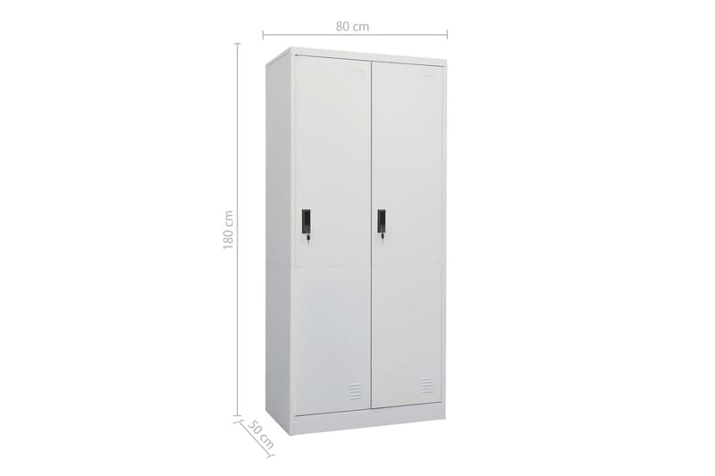 Garderobe lysegrå 80x50x180 cm stål - Grå - Oppbevaring - Klesoppbevaring - Garderober & garderobesystem