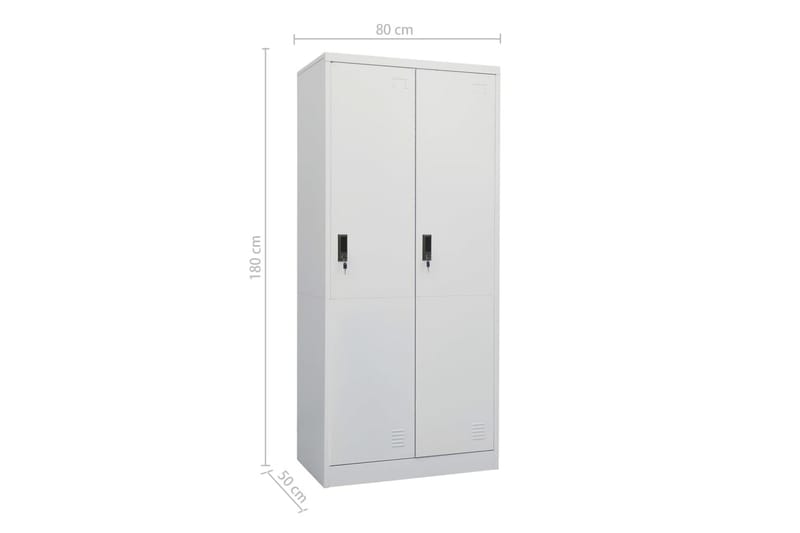 Garderobe lysegrå 80x50x180 cm stål - Grå - Garderober & garderobesystem - Garderobeskap & klesskap