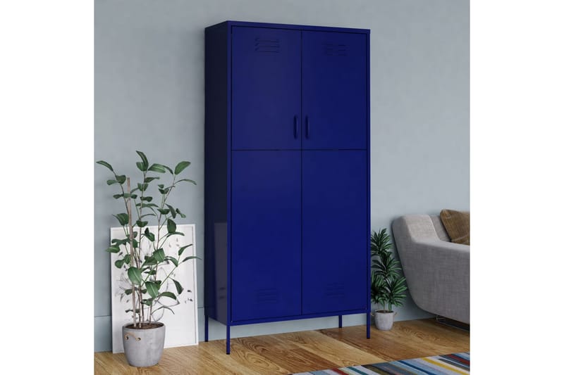 Garderobe marineblå 90x50x180 cm stål - Blå - Oppbevaring - Klesoppbevaring - Garderober & garderobesystem