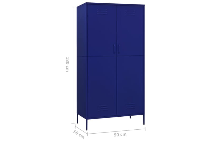 Garderobe marineblå 90x50x180 cm stål - Blå - Garderober & garderobesystem - Garderobeskap & klesskap