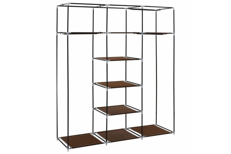 Garderobe med skap og stenger brun 150x45x175 cm stoff - Oppbevaring - Klesoppbevaring - Garderober & garderobesystem