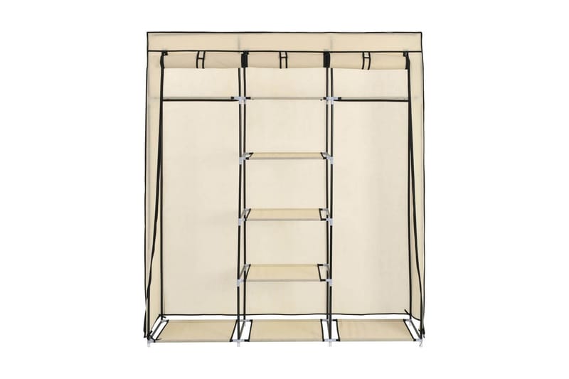 Garderobe med skap og stenger kremhvit 150x45x175 cm stoff - Oppbevaring - Klesoppbevaring - Garderober & garderobesystem