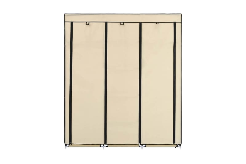 Garderobe med skap og stenger kremhvit 150x45x175 cm stoff - Oppbevaring - Klesoppbevaring - Garderober & garderobesystem
