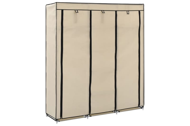 Garderobe med skap og stenger kremhvit 150x45x175 cm stoff - Oppbevaring - Klesoppbevaring - Garderober & garderobesystem