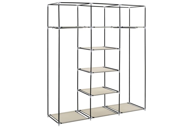 Garderobe med skap og stenger kremhvit 150x45x175 cm stoff - Oppbevaring - Klesoppbevaring - Garderober & garderobesystem