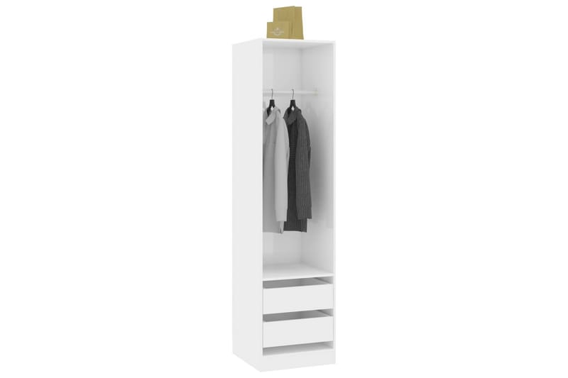 Garderobe med skuffer høyglans hvit 50x50x200 cm sponplate - Hvit - Garderober & garderobesystem - Garderobeskap & klesskap