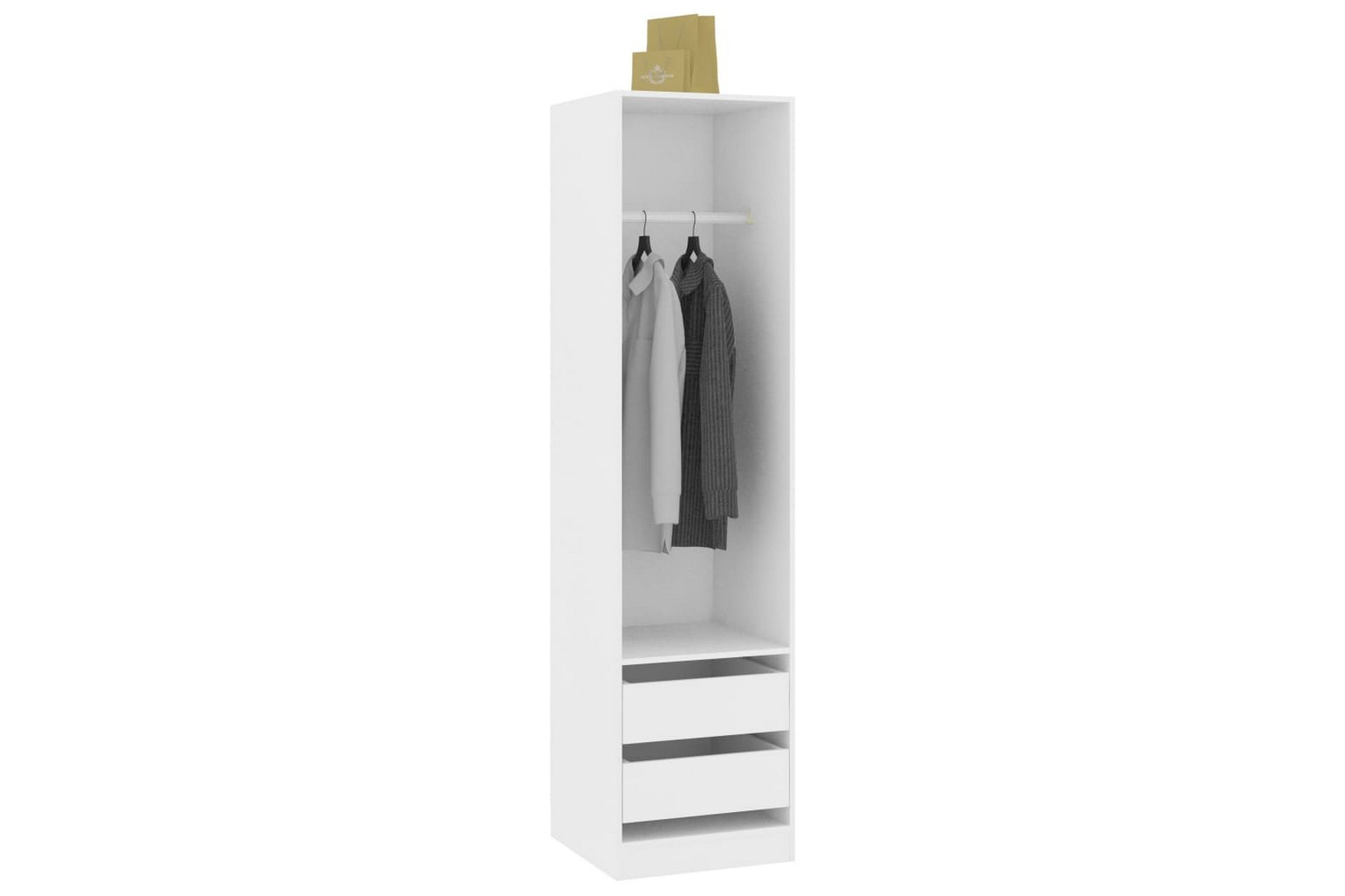 Garderobe med skuffer hvit 50x50x200 cm sponplate - Hvit - Oppbevaring - Klesoppbevaring - Garderober & garderobesystem