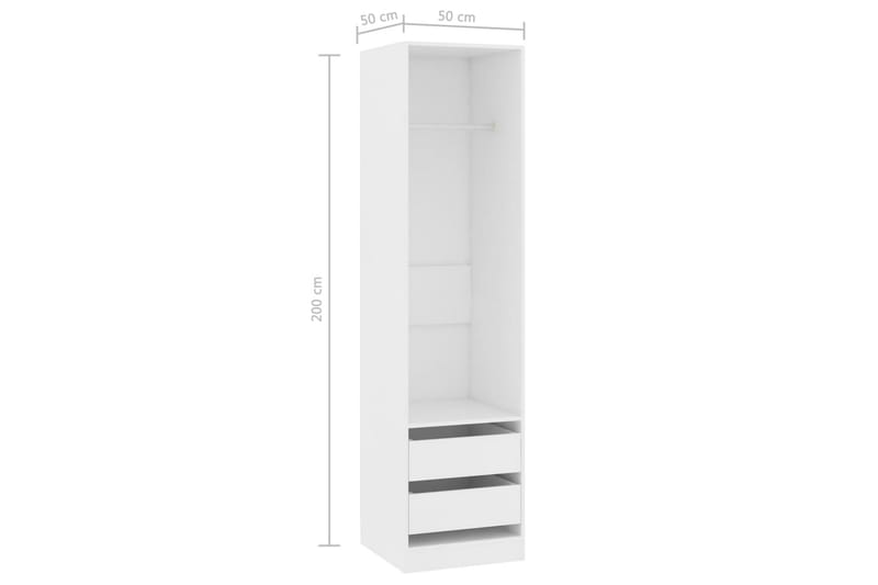 Garderobe med skuffer hvit 50x50x200 cm sponplate - Hvit - Oppbevaring - Klesoppbevaring - Garderober & garderobesystem