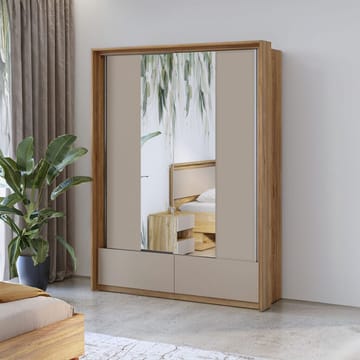 Garderobe med speil Impressio 2 skyvedører med 2 skuffer - 159 cm - Oppbevaring - Klesoppbevaring - Garderober & garderobesystem