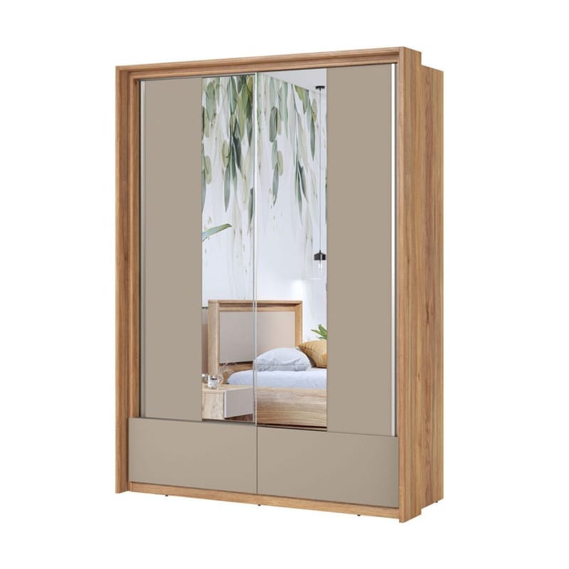 Garderobe med speil Impressio 2 skyvedører med 2 skuffer - 159 cm - Oppbevaring - Klesoppbevaring - Garderober & garderobesystem