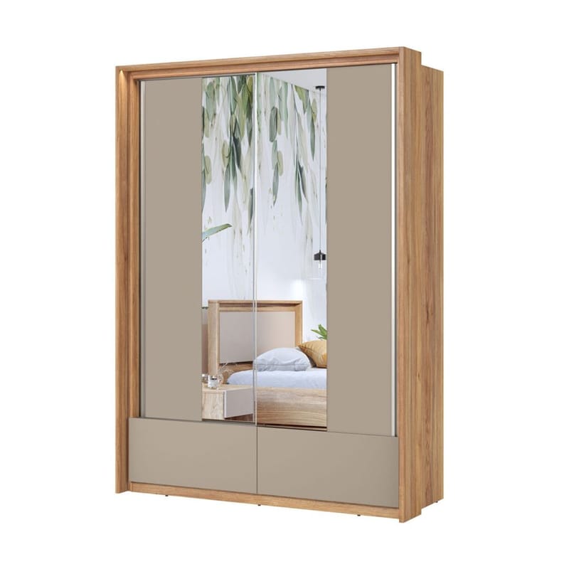 Garderobe med speil Impressio 2 skyvedører med 2 skuffer - 159 cm - Oppbevaring - Klesoppbevaring - Garderober & garderobesystem