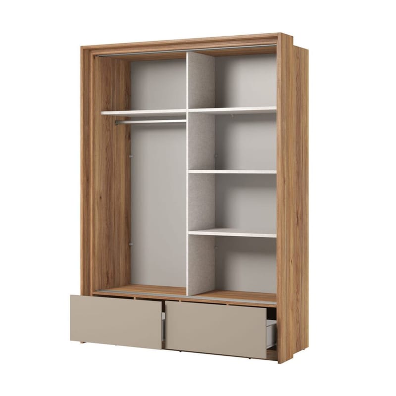 Garderobe med speil Impressio 2 skyvedører med 2 skuffer - 159 cm - Oppbevaring - Klesoppbevaring - Garderober & garderobesystem