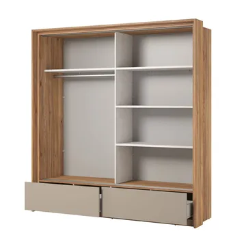 Garderobe med speil Impressio 2 skyvedører med 2 skuffer - 209 cm - Oppbevaring - Klesoppbevaring - Garderober & garderobesystem