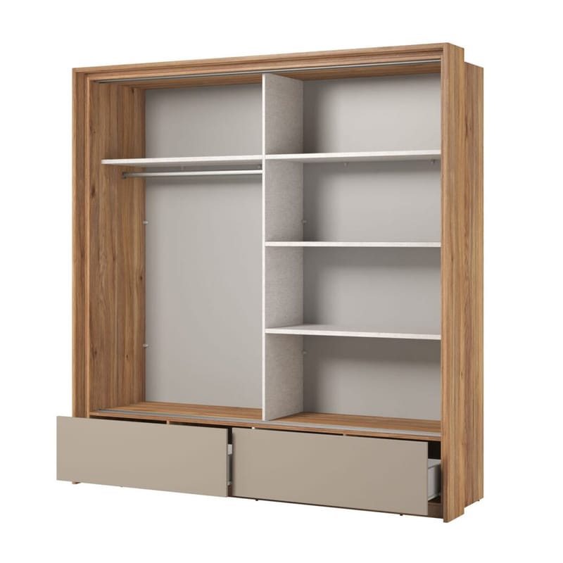 Garderobe med speil Impressio 2 skyvedører med 2 skuffer - 209 cm - Oppbevaring - Klesoppbevaring - Garderober & garderobesystem