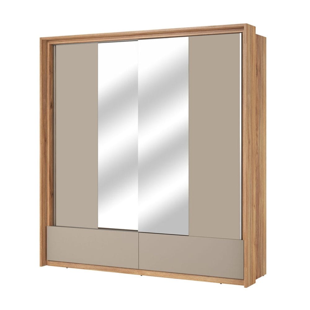 Garderobe med speil Impressio 2 skyvedører med 2 skuffer - 209 cm