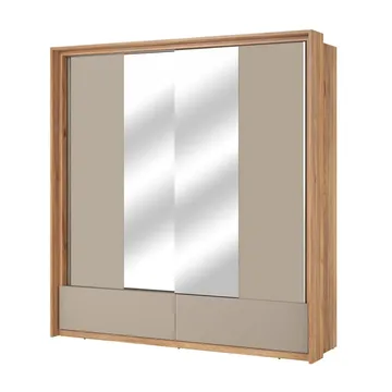 Garderobe med speil Impressio 2 skyvedører med 2 skuffer - 209 cm - Oppbevaring - Klesoppbevaring - Garderober & garderobesystem