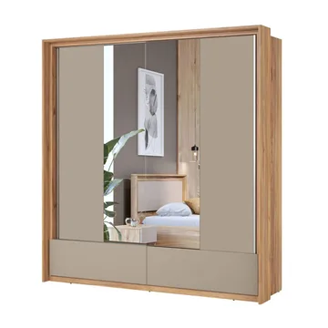 Garderobe med speil Impressio 2 skyvedører med 2 skuffer - 209 cm - Oppbevaring - Klesoppbevaring - Garderober & garderobesystem