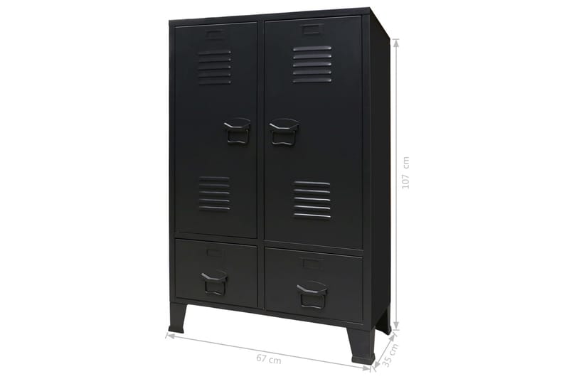Garderobe metall industriell stil 67x35x107 cm svart - Oppbevaring - Klesoppbevaring - Garderober & garderobesystem