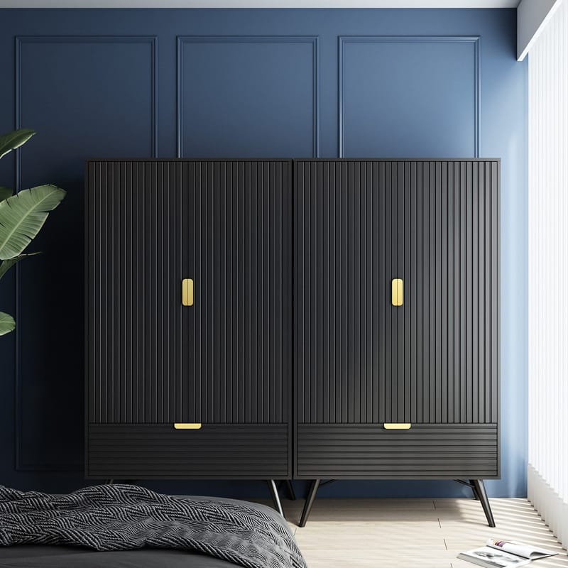 Garderobe Morvi 100x56x175 cm - Svart - Oppbevaring - Klesoppbevaring - Garderober & garderobesystem - Garderobeskap & klesskap