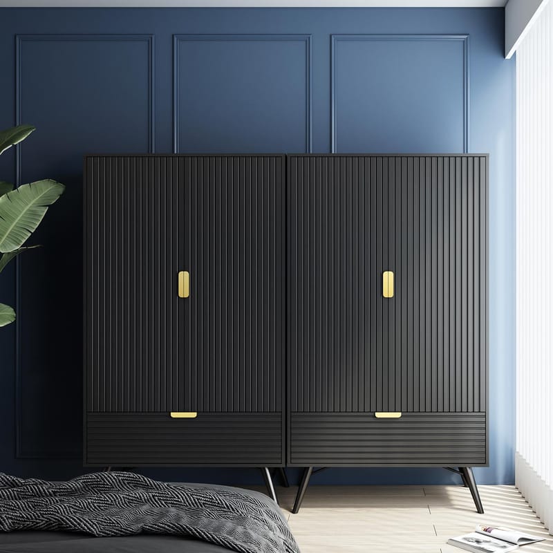 Garderobe Morvi 100x56x175 cm - Svart - Oppbevaring - Klesoppbevaring - Garderober & garderobesystem - Garderobeskap & klesskap