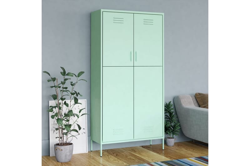 Garderobe myntegrønn 90x50x180 cm stål - grønn - Oppbevaring - Klesoppbevaring - Garderober & garderobesystem