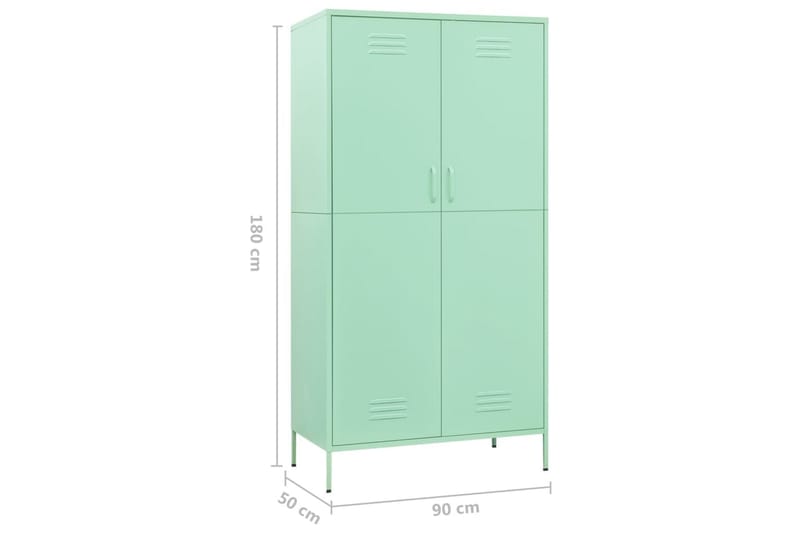 Garderobe myntegrønn 90x50x180 cm stål - grønn - Oppbevaring - Klesoppbevaring - Garderober & garderobesystem