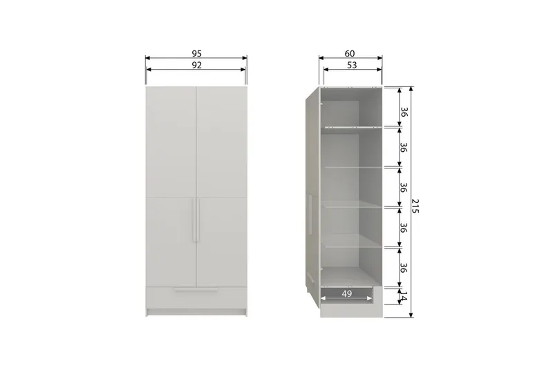 Garderobe Ren 2 dører - 2 dører - Oppbevaring - Klesoppbevaring - Garderober & garderobesystem - Garderobeskap & klesskap