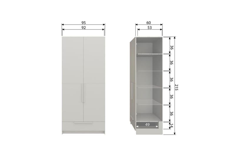 Garderobe Ren 2 dører - 2 dører - Oppbevaring - Klesoppbevaring - Garderober & garderobesystem - Garderobeskap & klesskap