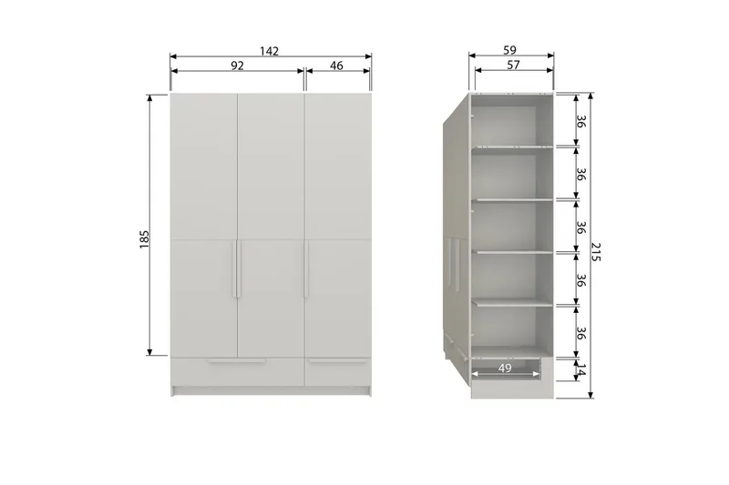 Garderobe Ren 3 dører - 3 dører - Oppbevaring - Klesoppbevaring - Garderober & garderobesystem - Garderobeskap & klesskap