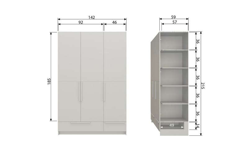 Garderobe Ren 3 dører - 3 dører - Oppbevaring - Klesoppbevaring - Garderober & garderobesystem - Garderobeskap & klesskap