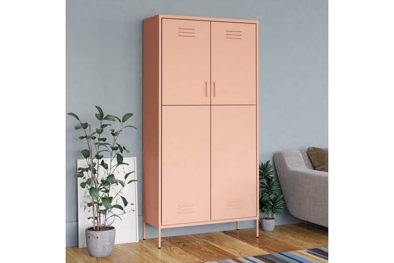 Garderobe rosa 90x50x180 cm stål - Rosa - Oppbevaring - Klesoppbevaring - Garderober & garderobesystem