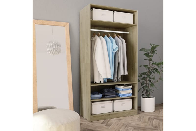 Garderobe sonoma eik 100x50x200 cm sponplate - Brun - Oppbevaring - Klesoppbevaring - Garderober & garderobesystem