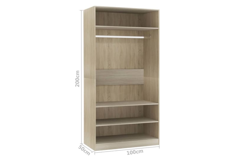 Garderobe sonoma eik 100x50x200 cm sponplate - Brun - Oppbevaring - Klesoppbevaring - Garderober & garderobesystem