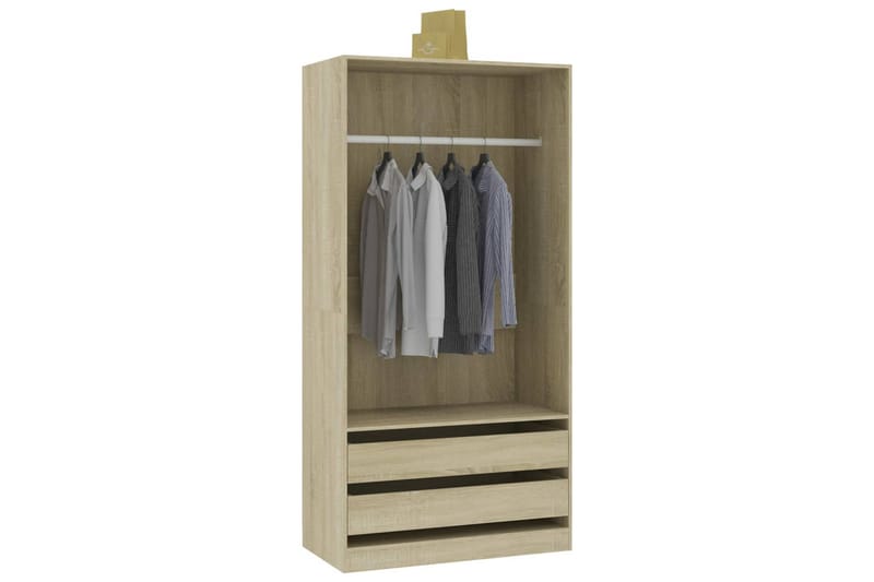 Garderobe sonoma eik 100x50x200 cm sponplate - Brun - Oppbevaring - Klesoppbevaring - Garderober & garderobesystem
