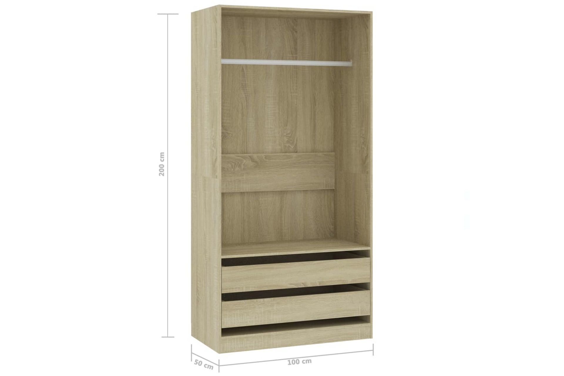 Garderobe sonoma eik 100x50x200 cm sponplate - Brun - Oppbevaring - Klesoppbevaring - Garderober & garderobesystem