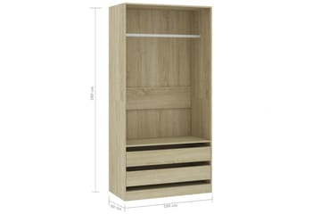 Garderobe sonoma eik 100x50x200 cm sponplate - Brun - Oppbevaring - Klesoppbevaring - Garderober & garderobesystem
