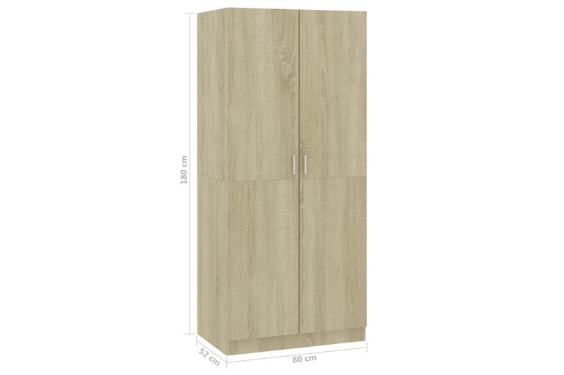 Garderobe sonoma eik 80x52x180 cm sponplate - Oppbevaring - Klesoppbevaring - Garderober & garderobesystem