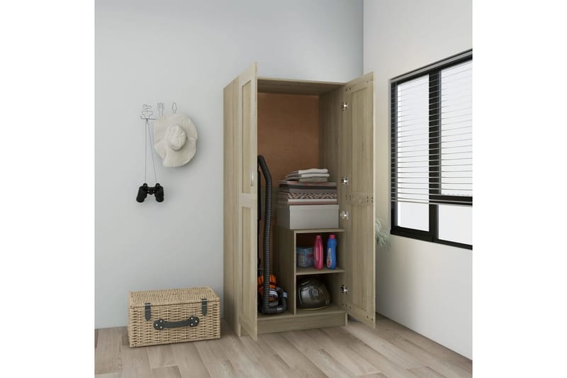 Garderobe sonoma eik 82,5x51,5x180 cm sponplate - Brun - Oppbevaring - Klesoppbevaring - Garderober & garderobesystem