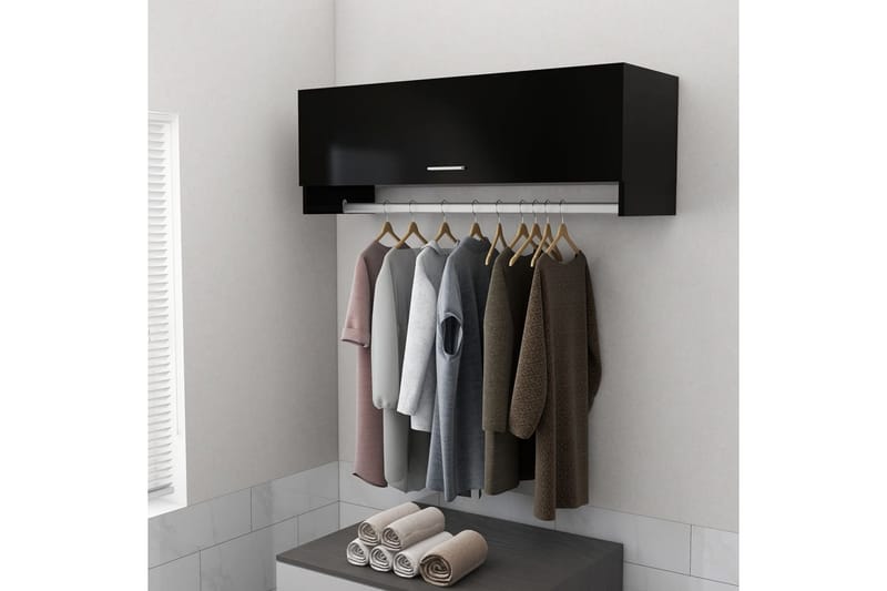 Garderobe svart 100x32,5x35 cm sponplate - Svart - Oppbevaring - Klesoppbevaring - Garderober & garderobesystem